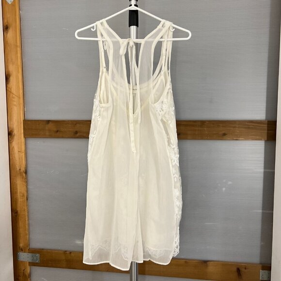 Anthropologie x Eloise Lierre‎ Cream Embroidered White Lace Mini Slip Dress Sz L - Picture 7 of 14